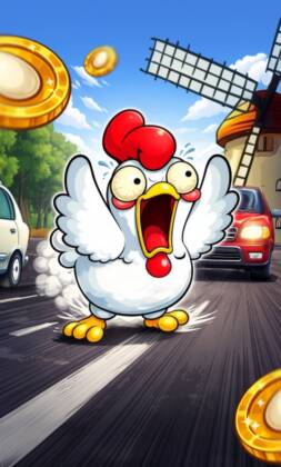 Crash hra Chicken – kuře přebíhá silnici