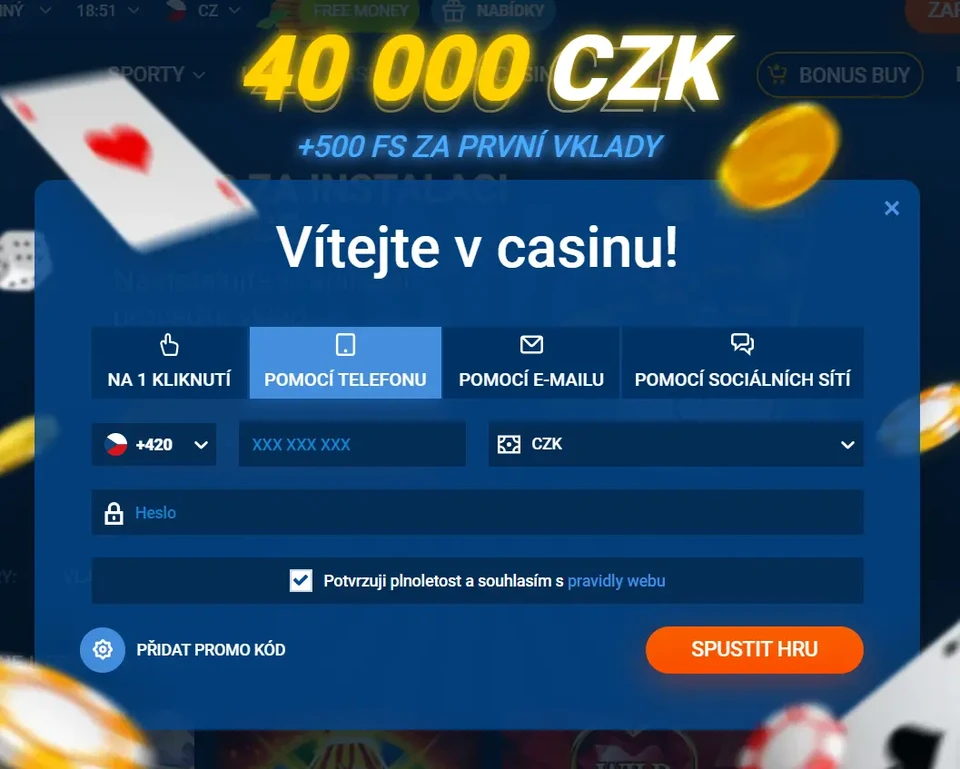 Zadání promo kódu při registraci v Mostbet