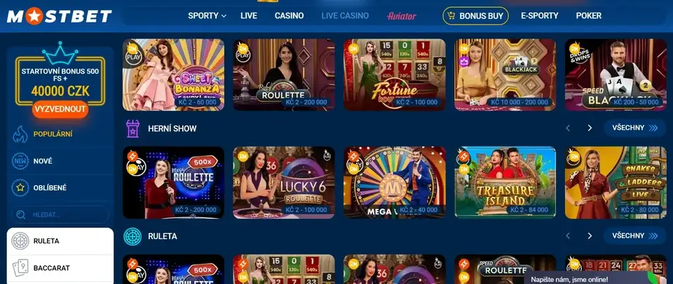 Živé casino Mostbet s reálnými krupiéry – ruleta, blackjack a show hry